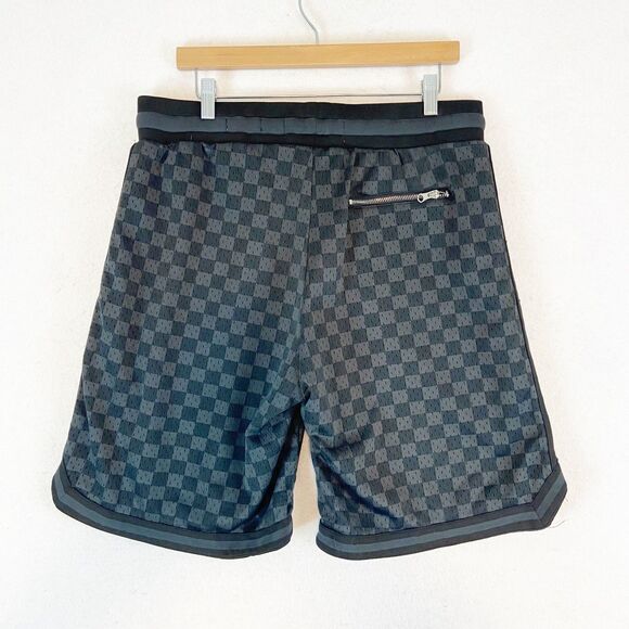 Bascom Projects Pull On Shorts Men's XL Gray Black Checker Zippered Pockets - Picture 2 of 6